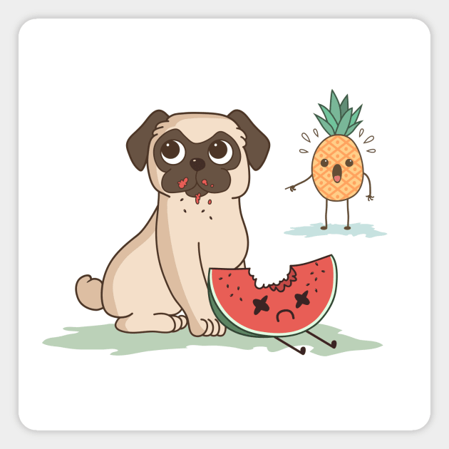 PUG DOG WATERMELON PINEAPPLE Magnet by walterorlandi